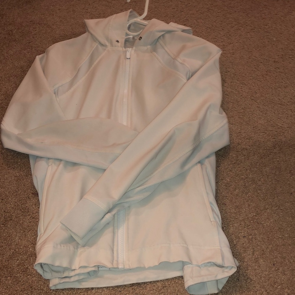 White lululemon zip up jacket with hood
